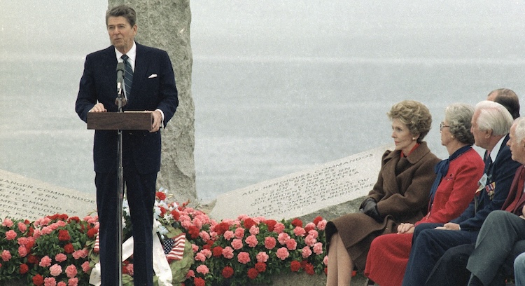 Reagan speaks in France on the anniversary of D-Day